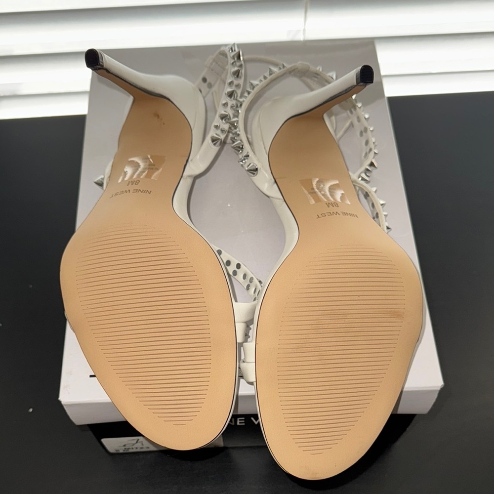 Nine West White Studded Heels - Picture 6 of 7